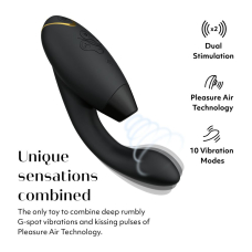 Womanizer Duo 2 Black – Подвійний вакуумний стимулятор з вібрацією (14 режимів вакууму + 10 вібрації)