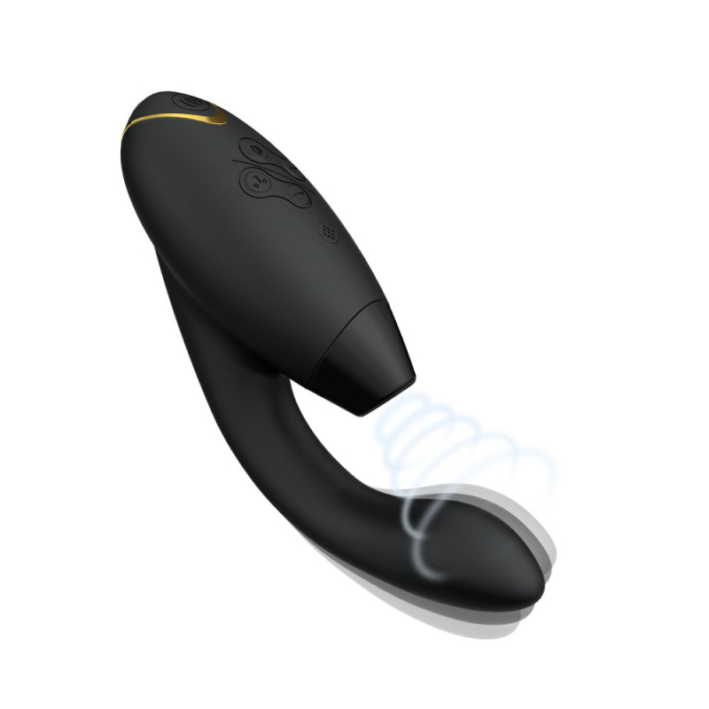Womanizer Duo 2 Black – Двойной вакуумный стимулятор с вибрацией (14 режимов вакуума + 10 вибрации)