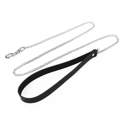 Поводец на цепочке из натуральной кожи Art of Sex - Leash, цвет Черный