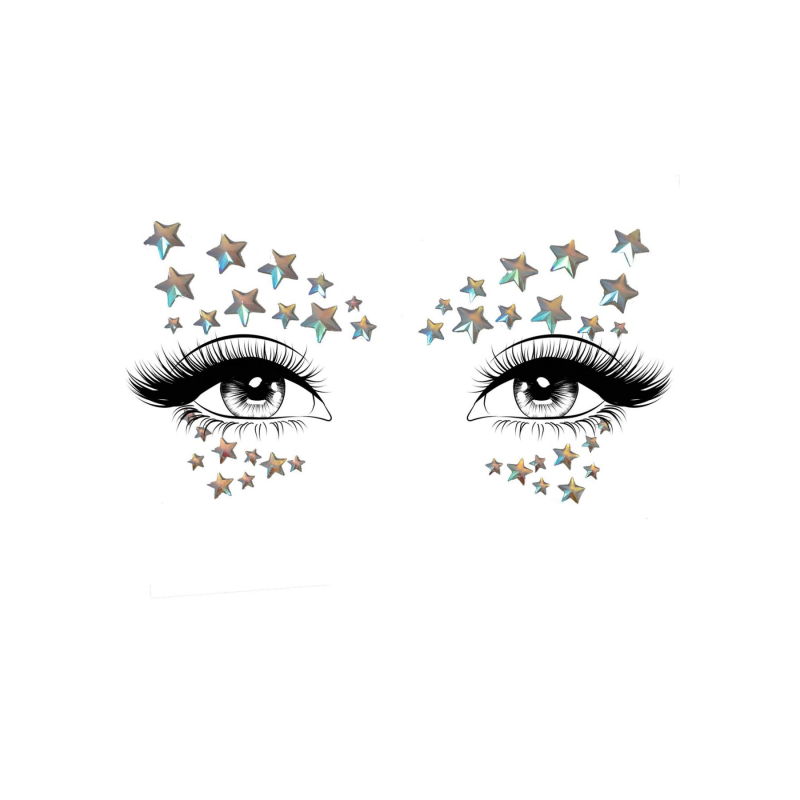 Прикраса–зірочки для тіла Leg Avenue Celeste face jewels sticker, наліпки, світяться у темряві зеленим кольором