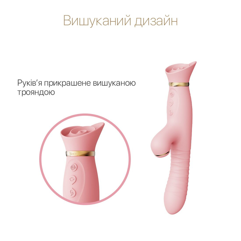 Пульсатор-вібратор з вакуумною стимуляцією – Zalo ROSE Thruster Strawberry Pink – 3 вібрації, 3 пульсації, 3 вакууму