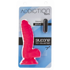 Ребристий фалоімітатор ADDICTION Tom, довж. 17.6 см, діам. 5 см, з яйцями, з присоскою, вібропуля у подарунок
