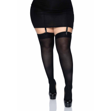 Щільні непрозорі панчохи Leg Avenue Nylon Thigh Highs Чорний колір, plus size