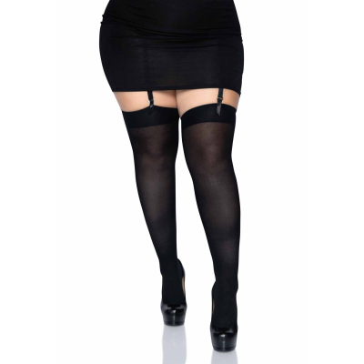 Плотные непрозрачные чулки Leg Avenue Nylon Thigh Highs Черный цвет, plus size