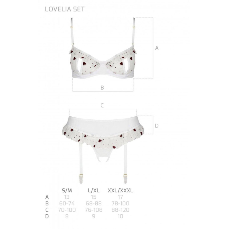 Сексуальный комплект с поясом для чулок Passion LOVELIA SET S/M, белый