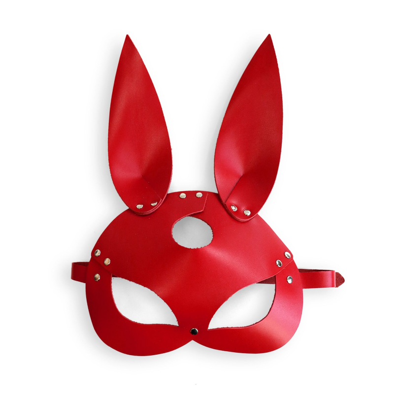 Шкіряна маска Зайчика Art of Sex – Bunny mask, колір Червоний