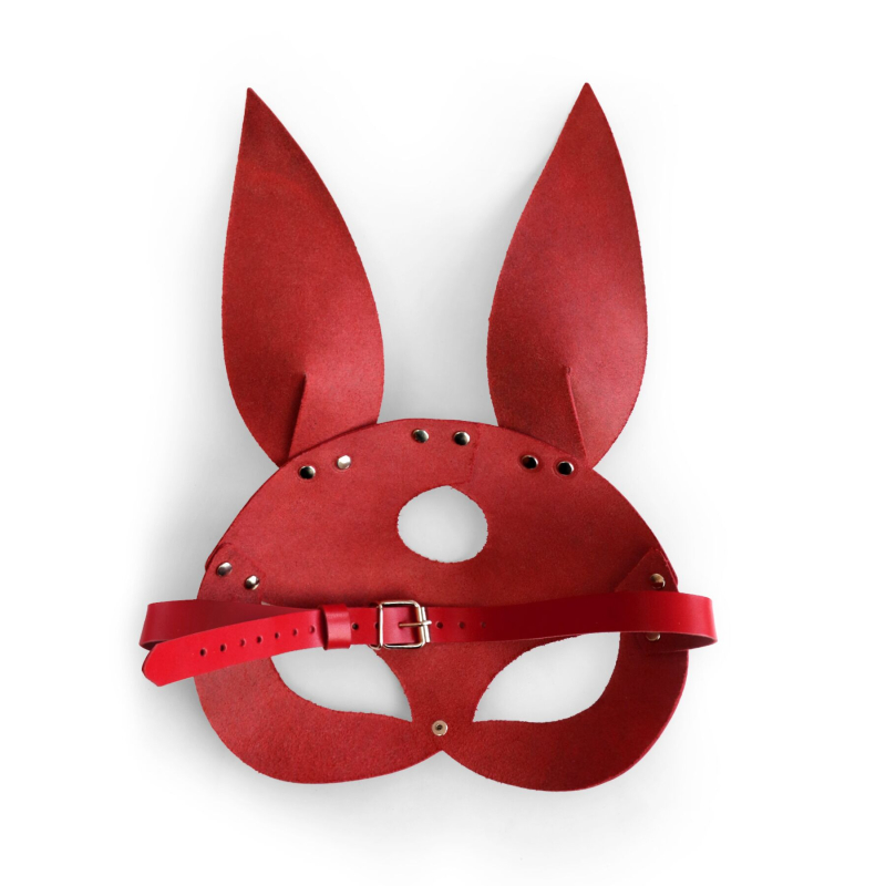 Шкіряна маска Зайчика Art of Sex – Bunny mask, колір Червоний
