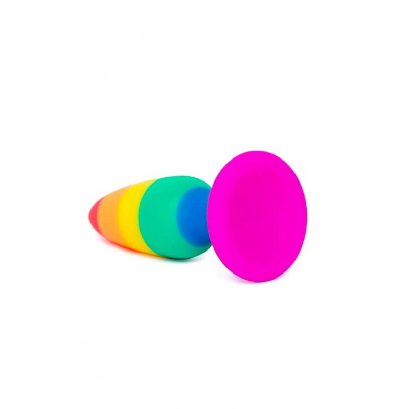 Силиконовая анальная пробка Wooomy Hiperloo Silicone Rainbow Plug M, диаметр 2.9 см, длина 11 см