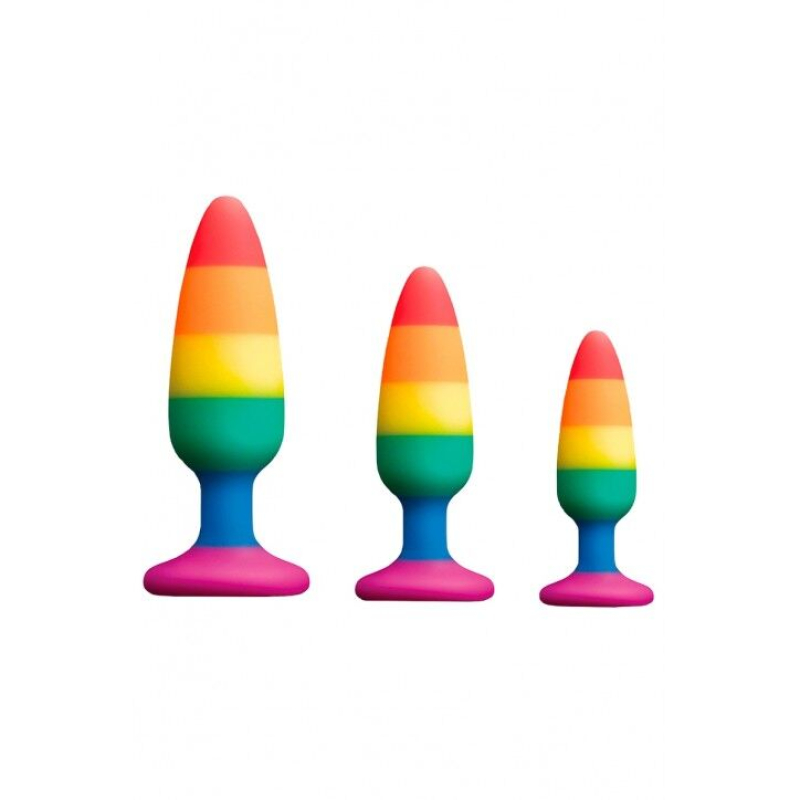 Силиконовая анальная пробка Wooomy Hiperloo Silicone Rainbow Plug M, диаметр 2.9 см, длина 11 см