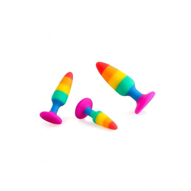 Силиконовая анальная пробка Wooomy Hiperloo Silicone Rainbow Plug M, диаметр 2.9 см, длина 11 см