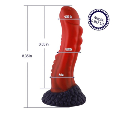 Силіконовий дилдо Hismith Curved Red, Monster Series, довжина 21 см