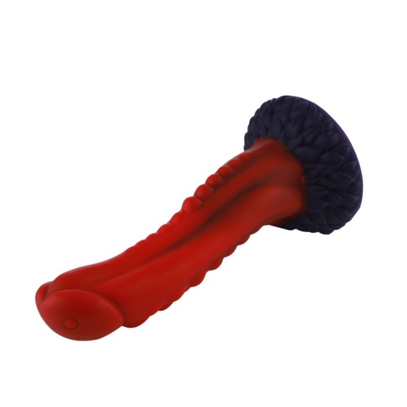 Силіконовий дилдо Hismith Curved Red, Monster Series, довжина 21 см