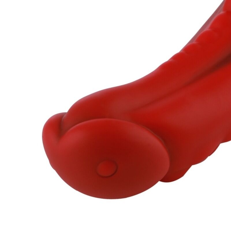 Силіконовий дилдо Hismith Curved Red, Monster Series, довжина 21 см