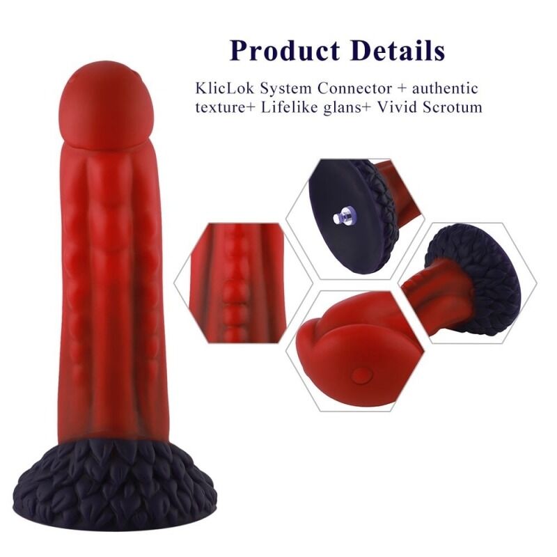Силіконовий дилдо Hismith Curved Red, Monster Series, довжина 21 см