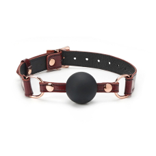 Силиконовый кляп Liebe Seele Wine Red Ball Gag, диаметр шарика 4.3 см, ремень из натуральной кожи