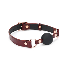 Силиконовый кляп Liebe Seele Wine Red Ball Gag, диаметр шарика 4.3 см, ремень из натуральной кожи
