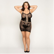 Сітчаста сукня з метеликами JSY "Сексапільна Емілі" Plus Size, Чорний колір, імітація шнурівки, мереживо