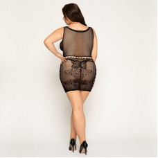 Сітчаста сукня з метеликами JSY "Сексапільна Емілі" Plus Size, Чорний колір, імітація шнурівки, мереживо