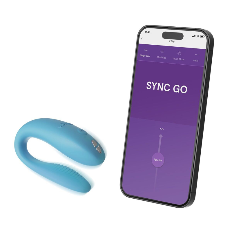 Смарт-вибратор для пар – We-Vibe Sync GO Turquoise – тревел-кейс, пульт, дистанционное управление с телефона