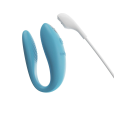 Смарт-вибратор для пар – We-Vibe Sync GO Turquoise – тревел-кейс, пульт, дистанционное управление с телефона