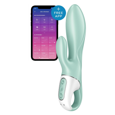 Смарт вібратор-кролик з надувом – Satisfyer Air Pump Bunny 5+ – управління з телефона на відстанні через додаток