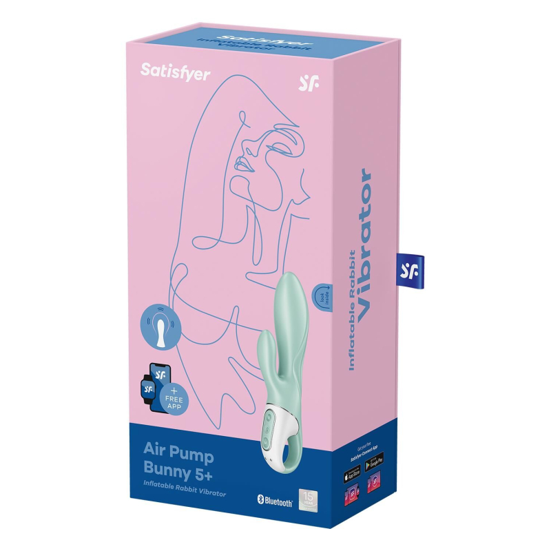 Смарт вібратор-кролик з надувом – Satisfyer Air Pump Bunny 5+ – управління з телефона на відстанні через додаток