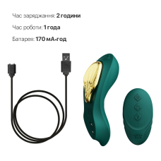 Смарт-вібратор у трусики – Zalo AYA Turquoise Green – пульт керування, насадка для точки G, надійна фіксація магнітом