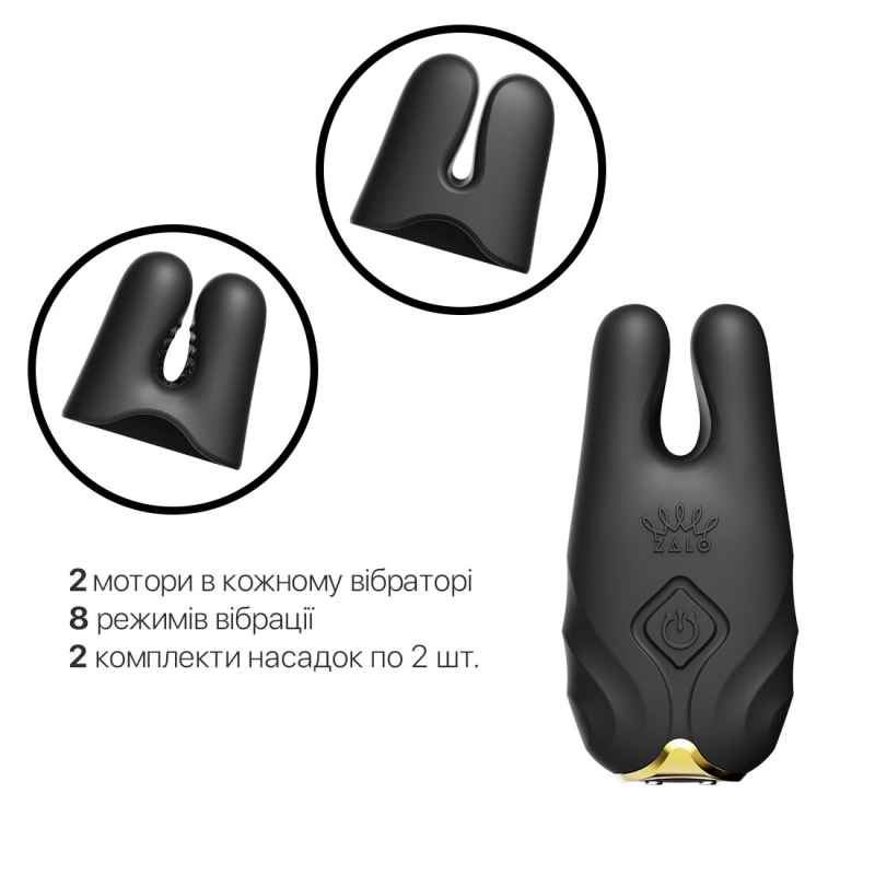 Смарт-вібратор – Zalo Nave Obsidian Black – пульт керування та управління з телефона, 2 комплекти насадок