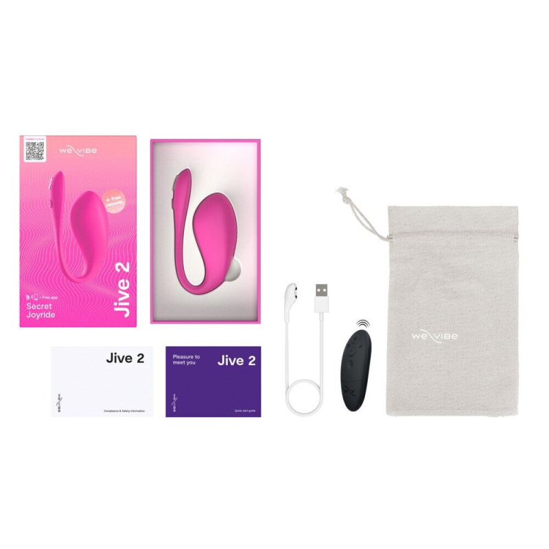 Смарт-віброяйце – We-Vibe Jive 2 Electric Pink, пульт керування, 4 години роботи