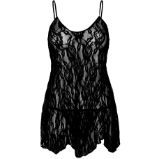 Сорочка бебі–дол Leg Avenue Rose Lace Flair Chemise Чорний колір, One Size