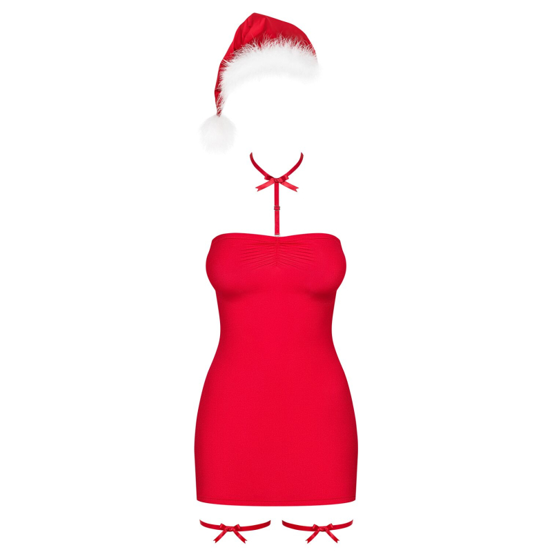 Сорочка Obsessive Kissmas chemise красная S/M
