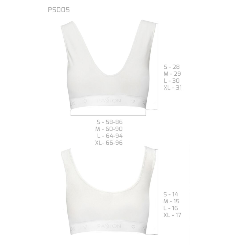 Спортивний топ з еластичної бавовни Passion PS005 TOP L, білий