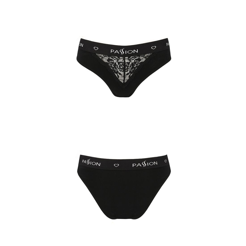 Трусики з широкою гумкою і мереживом Passion PS001 PANTIES S, чорний колір
