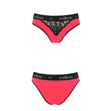Трусики з широкою гумкою і мереживом Passion PS001 PANTIES XL, чорний/червоний