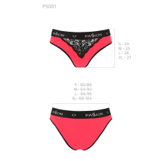 Трусики з широкою гумкою і мереживом Passion PS001 PANTIES XL, чорний/червоний