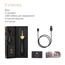Вагинально-клиторальный вибратор – Zalo Bess Obsidian Black – 3 сменные насадки, 2 мотора, 16 режимов вибрации
