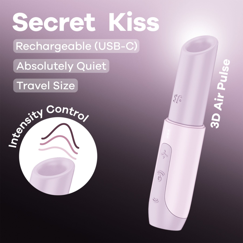 Вакуумный стимулятор – Satisfyer Secret Kiss, технология 3D Air Pulse, 30 режимов + защитная крышечка