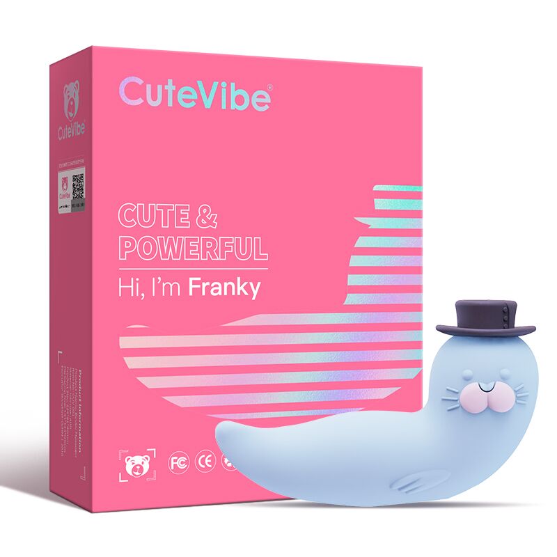 Вакуумний вібратор "тюлень" – CuteVibe Franky Blue – 10 режими вібрації, 3 рівні вакууму