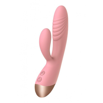 Вібратор-кролик – Wooomy Elali Pink – 2 потужні мотори, вигнутий текстурований стовбур
