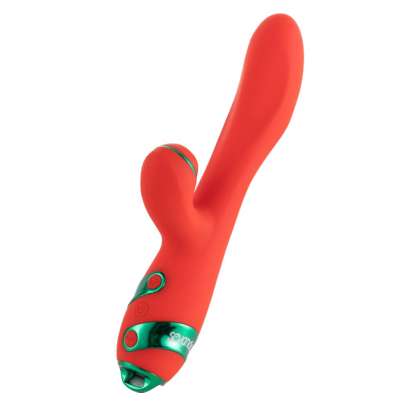 Вібратор-кролик з флогером – LOCKINK SEVANDA Whip Red & Green – 10 режимів