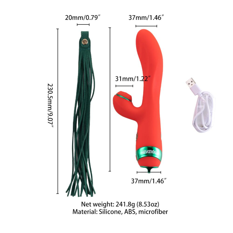 Вібратор-кролик з флогером – LOCKINK SEVANDA Whip Red & Green – 10 режимів