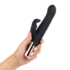 Вібратор-кролик з функцією поступальних рухів Rosy Gold Rabbit Vibrator with Thrusting Function, чорний