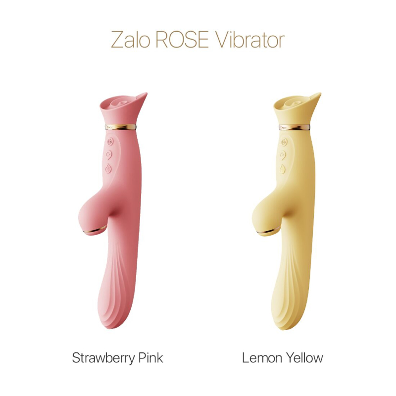 Вібратор-кролик з підігрівом і вакуумом – Zalo ROSE Vibrator Lemon Yellow – 6 вібро-режимів, 3 вакууму