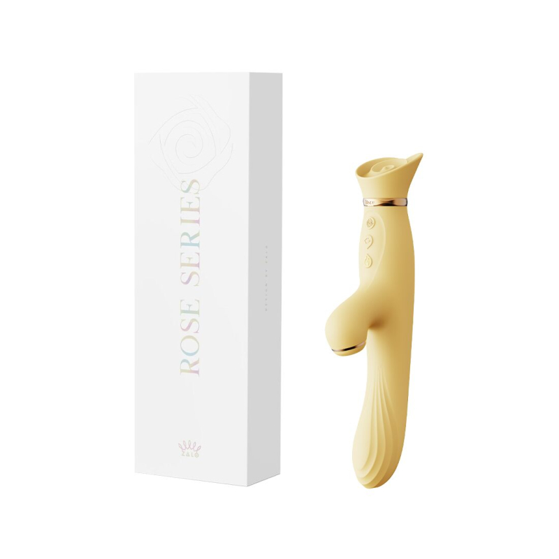 Вібратор-кролик з підігрівом і вакуумом – Zalo ROSE Vibrator Lemon Yellow – 6 вібро-режимів, 3 вакууму