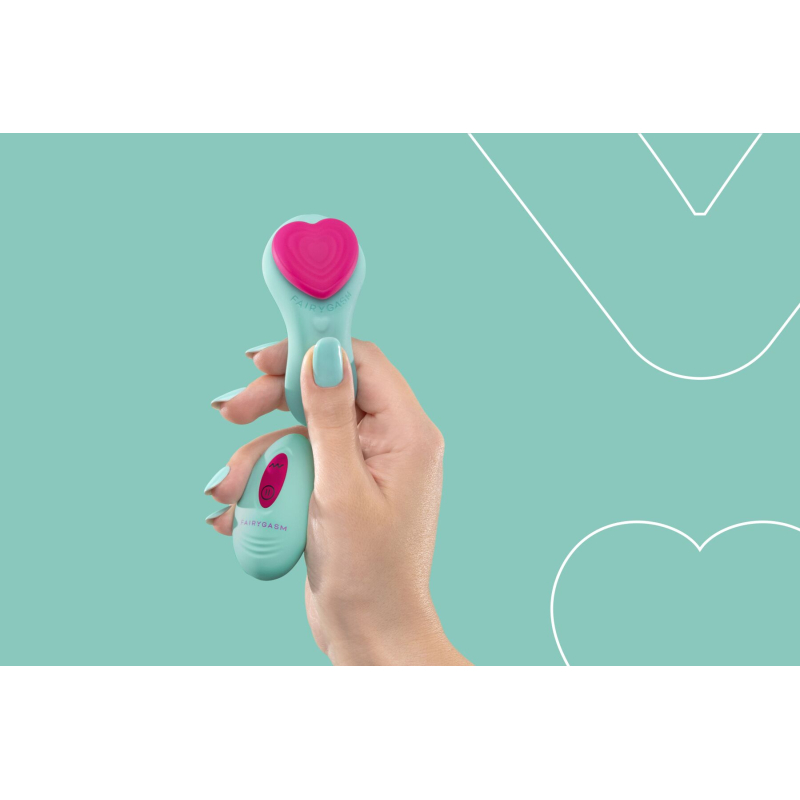 Вібратор у трусики – FairyGasm HeartGem Green – магнітне кріплення, пульт, подвійна стимуляція, 9 режимів