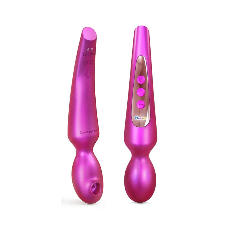 Вибромассажер Love To Love Pleaser Iridescent Berry розовый, изогнутая ручка, гибкий корпус, LED-индикация режимов