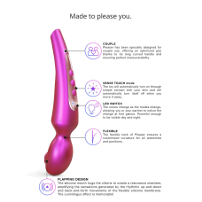 Вибромассажер Love To Love Pleaser Iridescent Berry розовый, изогнутая ручка, гибкий корпус, LED-индикация режимов