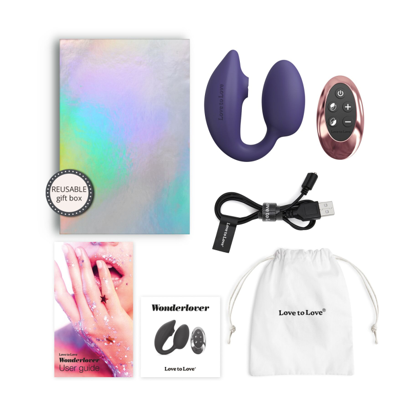 Віброяйце з вакуумною кліторальною стимуляцією – Love To Love Wonderlover MIDNIGHT INDIGO