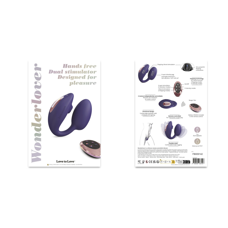 Віброяйце з вакуумною кліторальною стимуляцією – Love To Love Wonderlover MIDNIGHT INDIGO