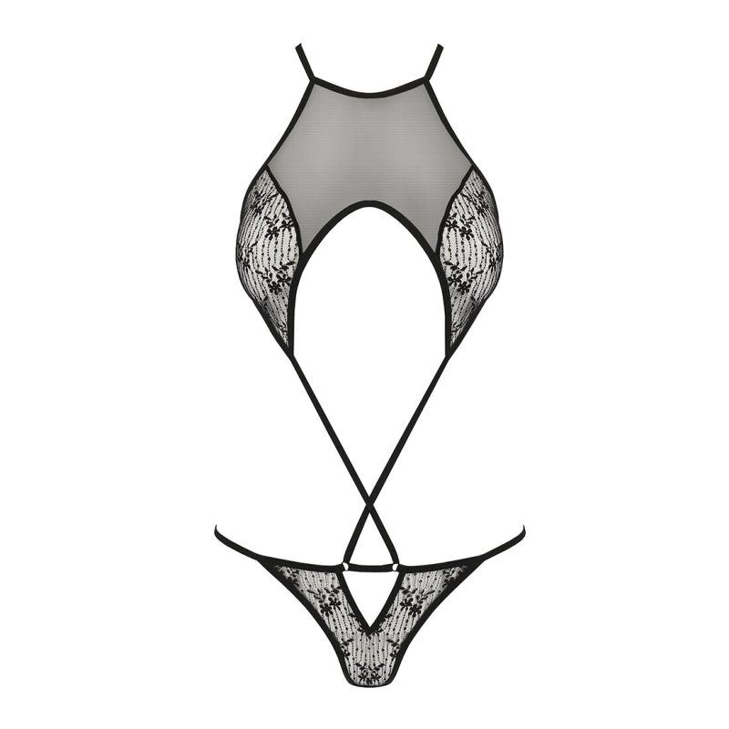 Ажурний боді Passion AZALIA BODY 2XL/3XL, чорний колір